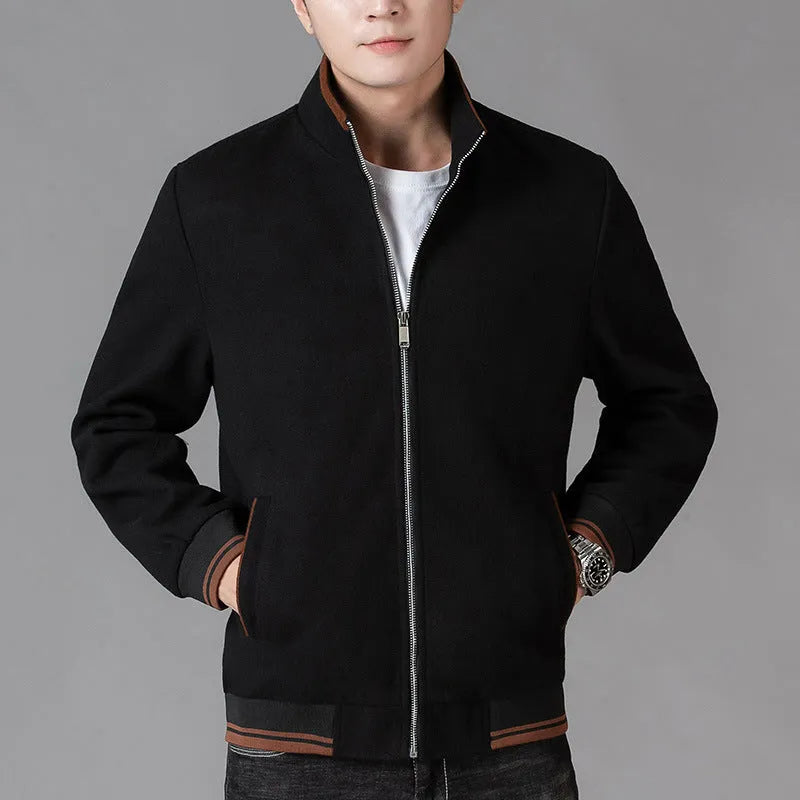 Men's grey sports-style fleece jacket with long sleeves and a stick pocket on the chest.