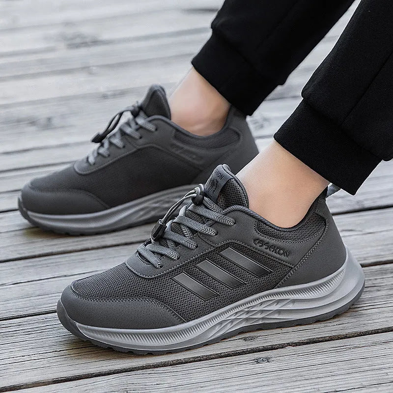 Men's and women's casual slip-on shoes in mesh fabric with elastic band, shown in various colours
