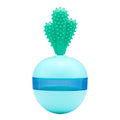 Blue durable rubber interactive dog puzzle toy ball with treat dispensing holes