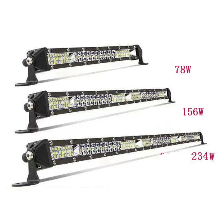 Ultra-thin aluminium single row LED light bar for motocross roof, car, or truck in white.