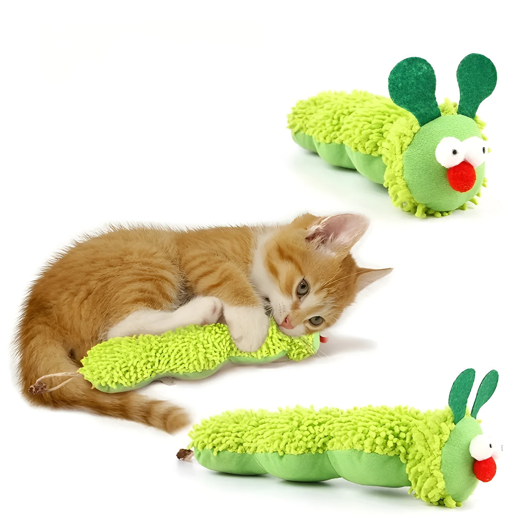Green interactive plush cat toy pillow with rechargeable electronic sports cat mechanism