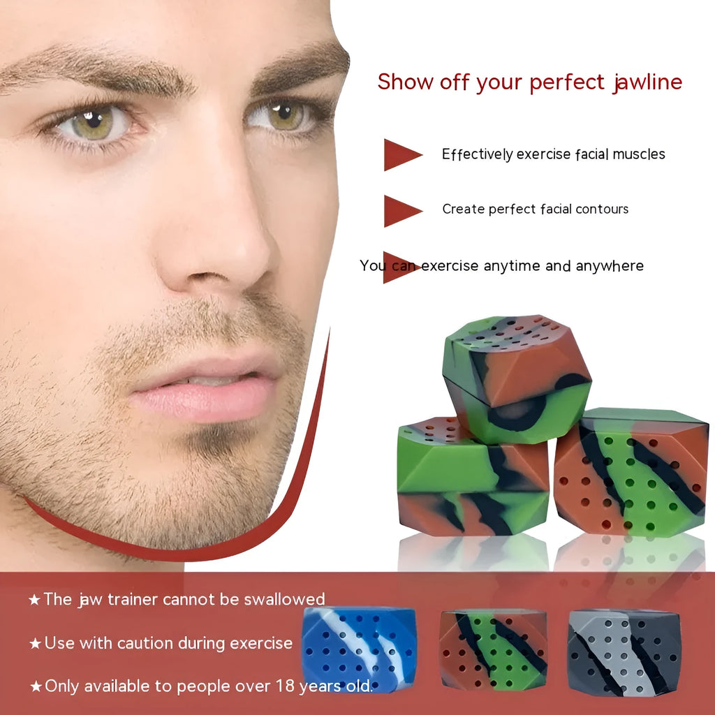 Two camouflage pattern silicone jaw exercise balls for facial muscle training