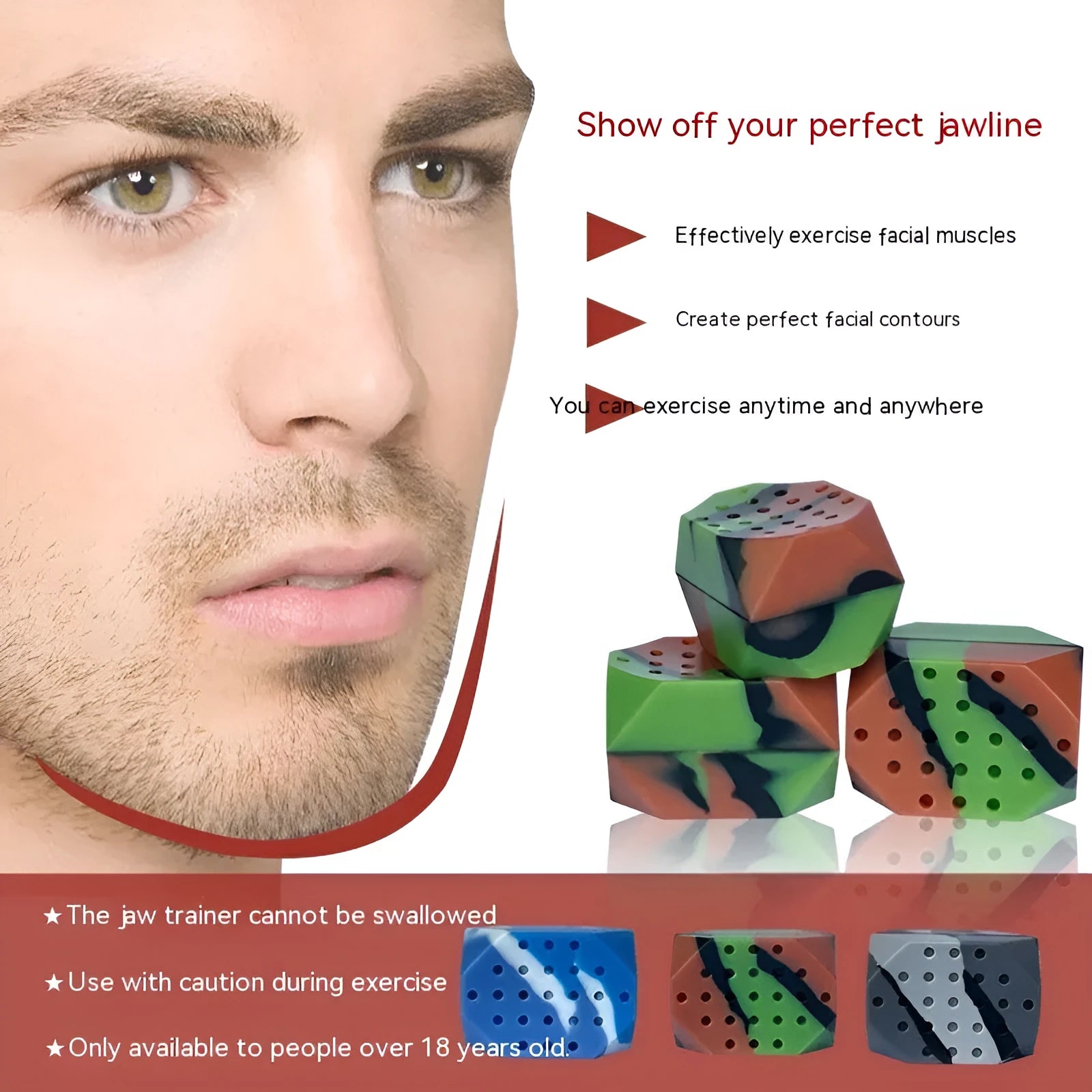 Two camouflage pattern silicone jaw exercise balls for facial muscle training