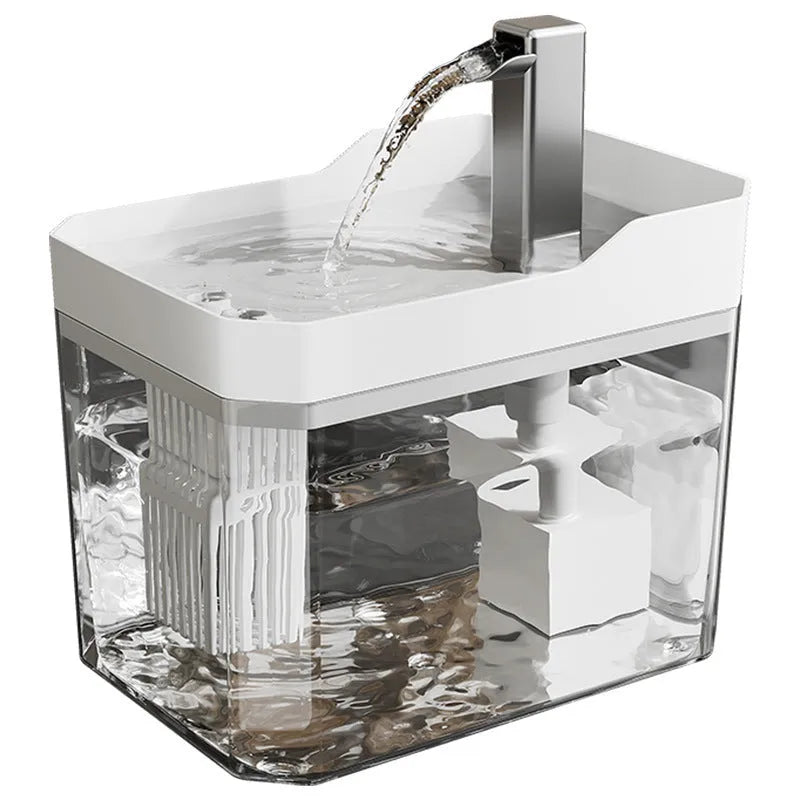 Transparent automatic cat water fountain with electric circulation system and filter