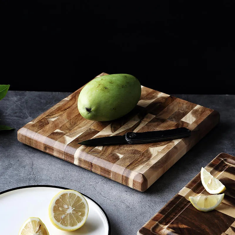 Brown solid wood cutting board made from imported acacia wood with 3cm thickness
