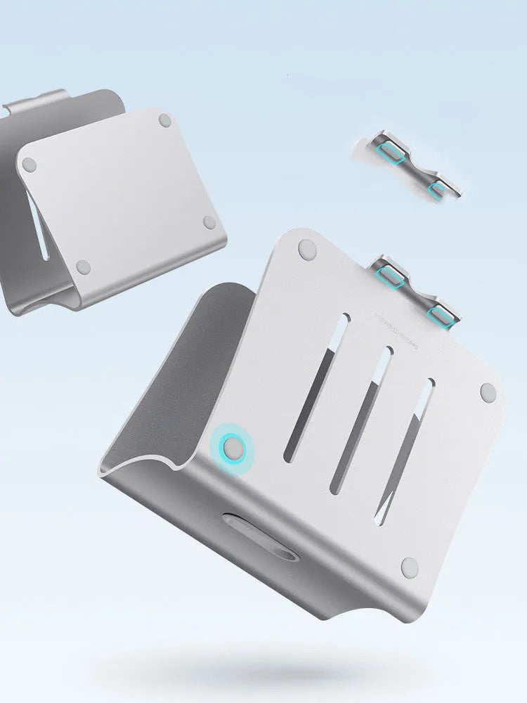 Aluminium notebook cooling bracket with rotary mechanism in silver and grey colour options