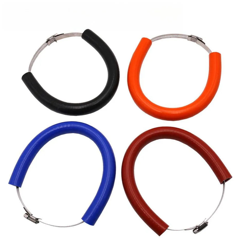 Universal motorcycle exhaust pipe gasket in black, blue and orange colours