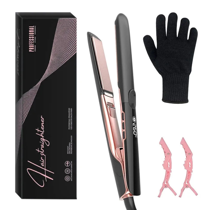207℃ negative ion hair straightener with ceramic plates and wired power cord