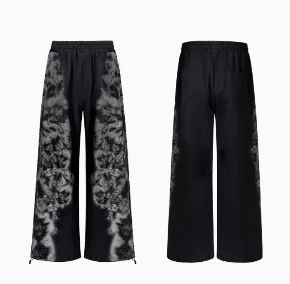Women's loose fit trousers set with matching hoodie and shorts in polyester streetwear style