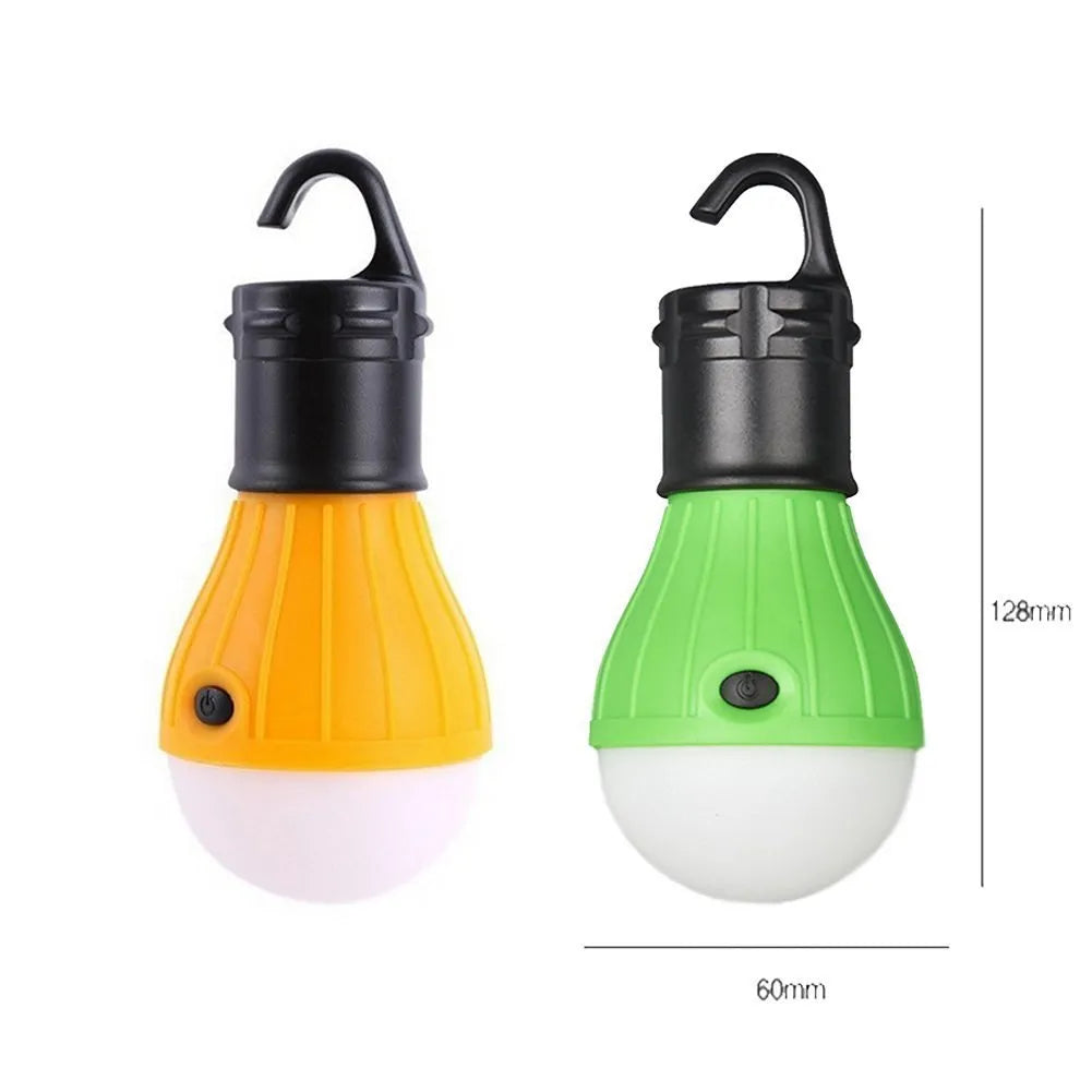 Portable LED camping lantern with hanging hook in blue colour, showing compact 11cm size
