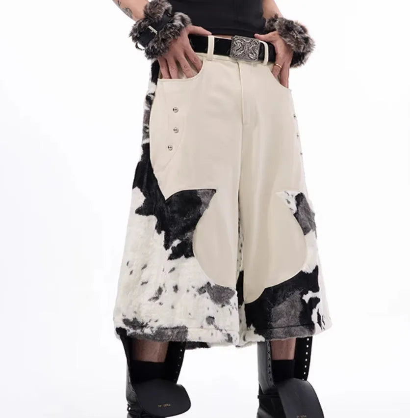 Milk fibre fur cropped pants with personalised pattern options in sizes S M L XL