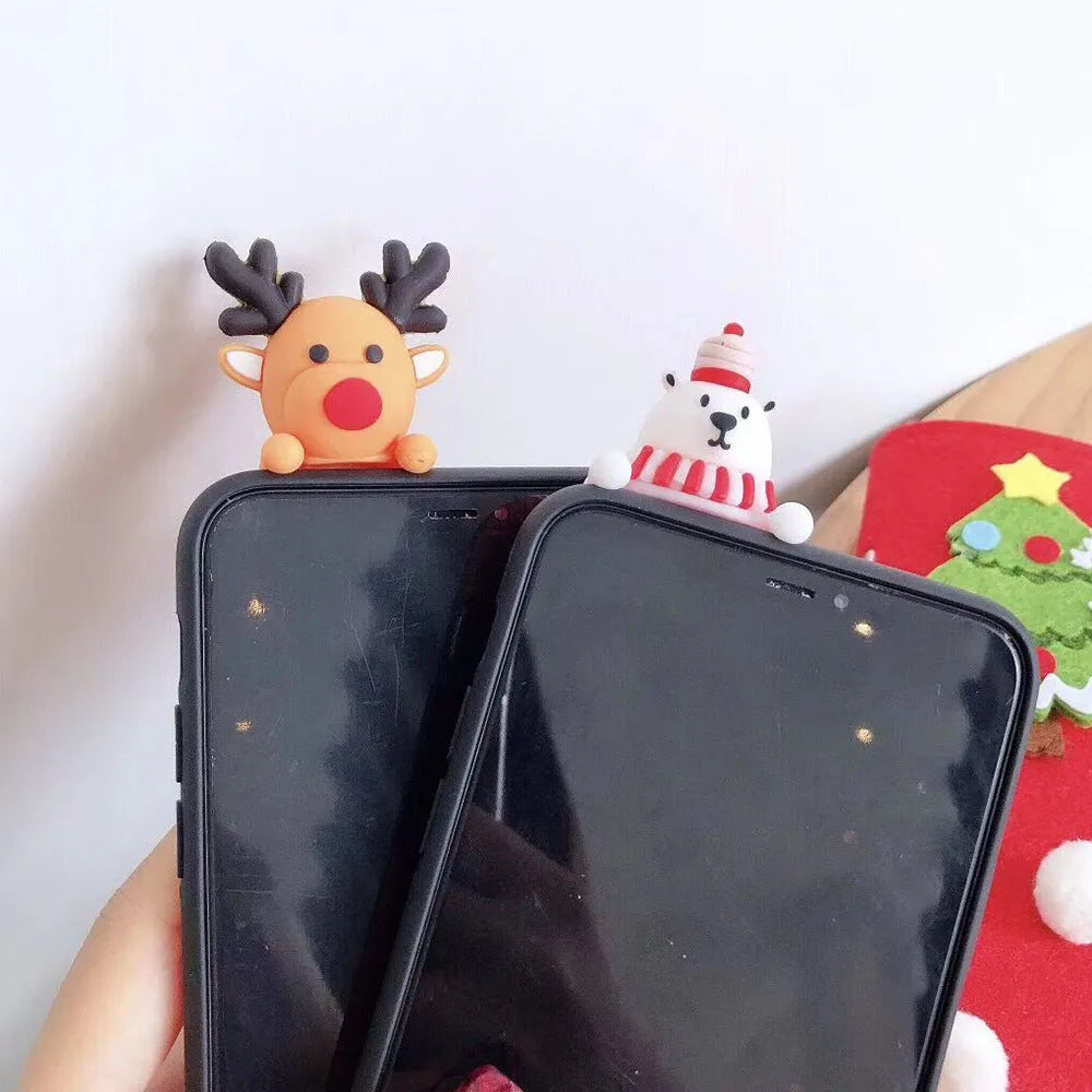 Red and green Christmas design silicone back cover case on an iPhone.