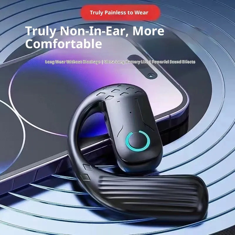B01 Bluetooth ear hook headset in black with bone conduction for sports