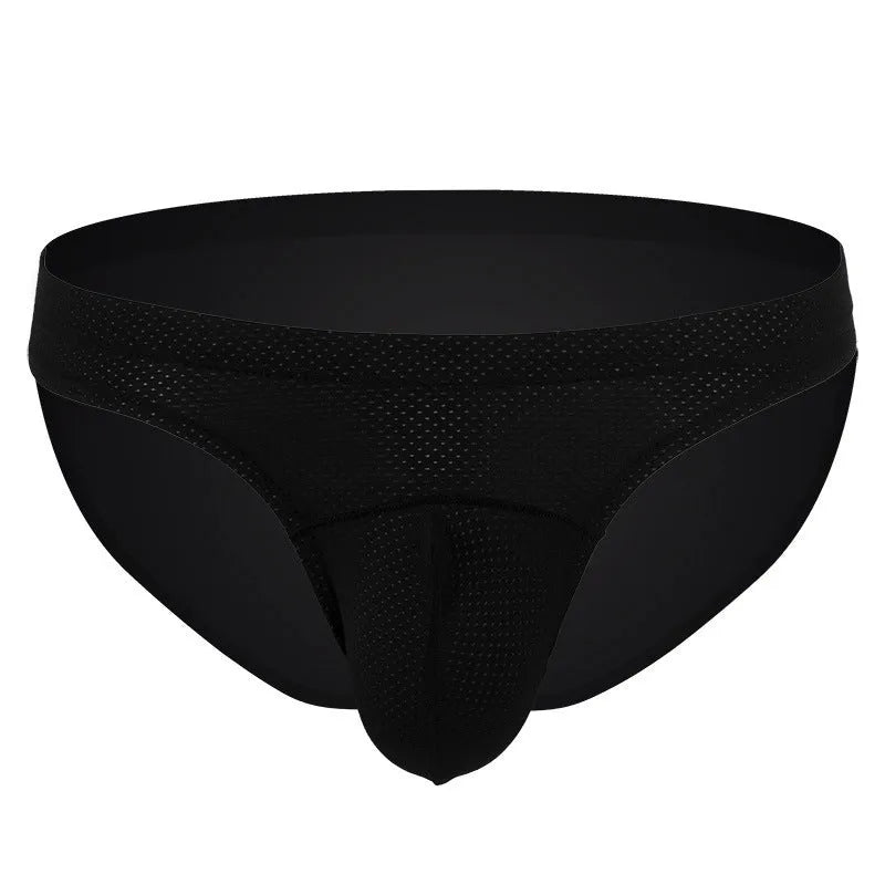 Men's transparent nylon underwear in blue colour showing loose fit design