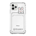 Transparent cartoon iPhone case with card holder slot for iPhone 13 and other models