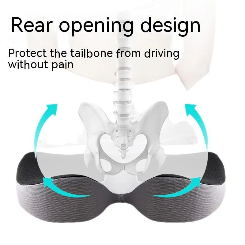 Curved bevel seat cushion in solid colour with memory foam core for tailbone and anal support