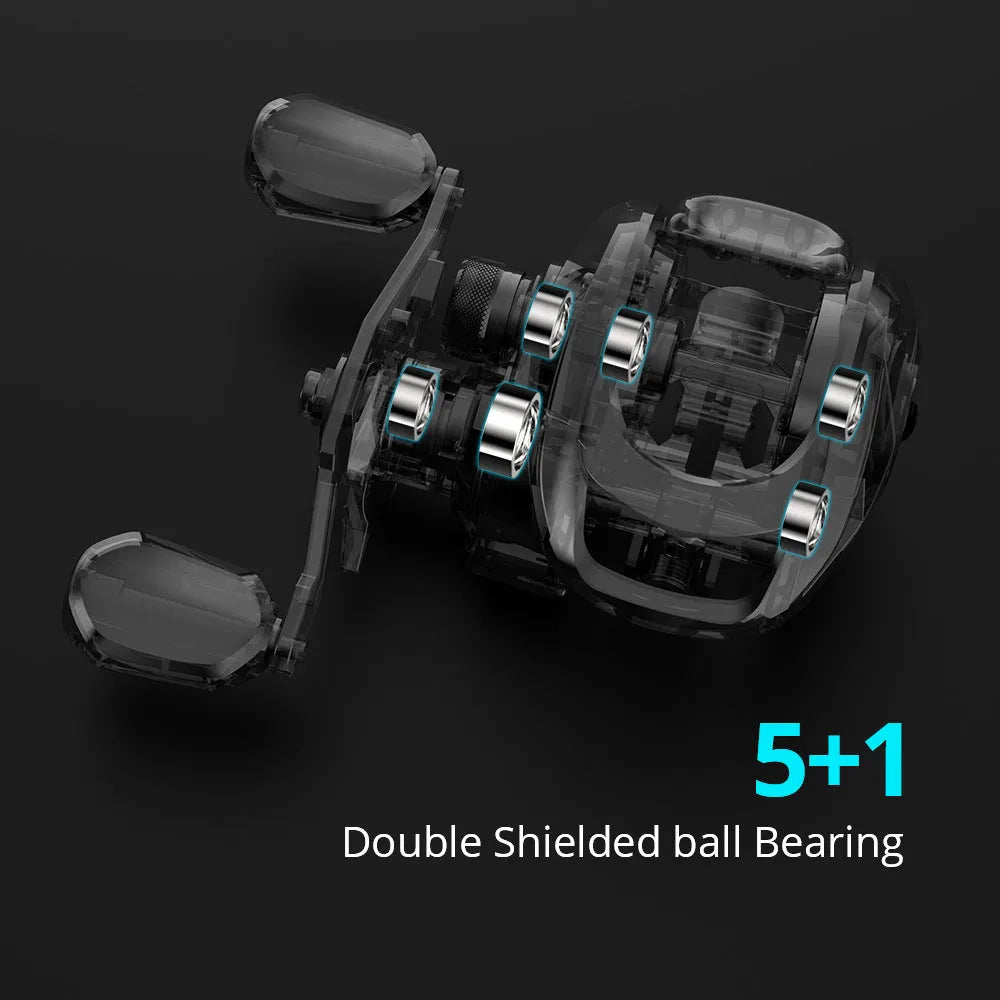 Drip wheel lure fishing rod rocking wheel line reel showing left and right hand wheel options.