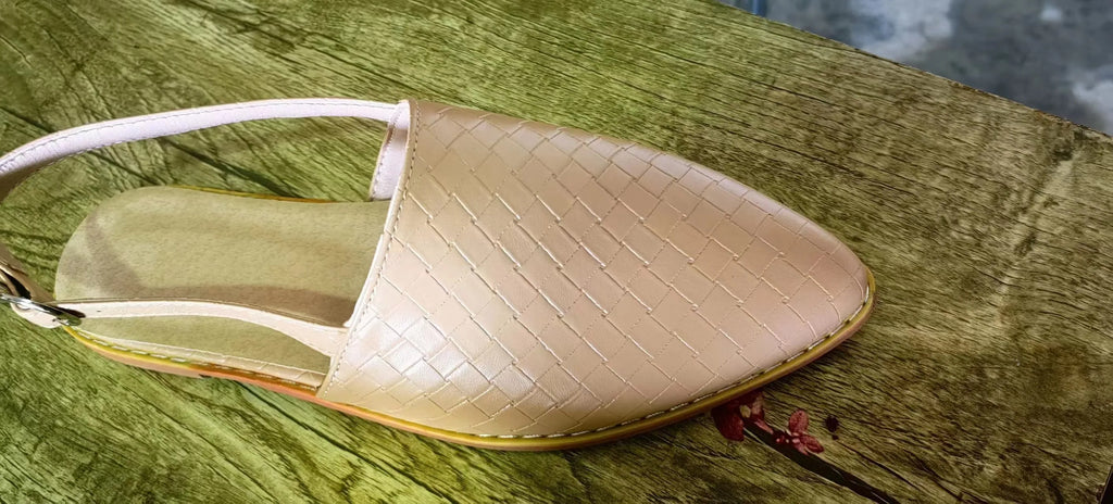 Women's pointed toe baotou flat sandals with a buckle closure, shown in one of six available colours.