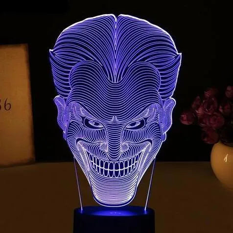 USB-powered 3D LED decorative lamp with acrylic panel in multiple colours on a square base