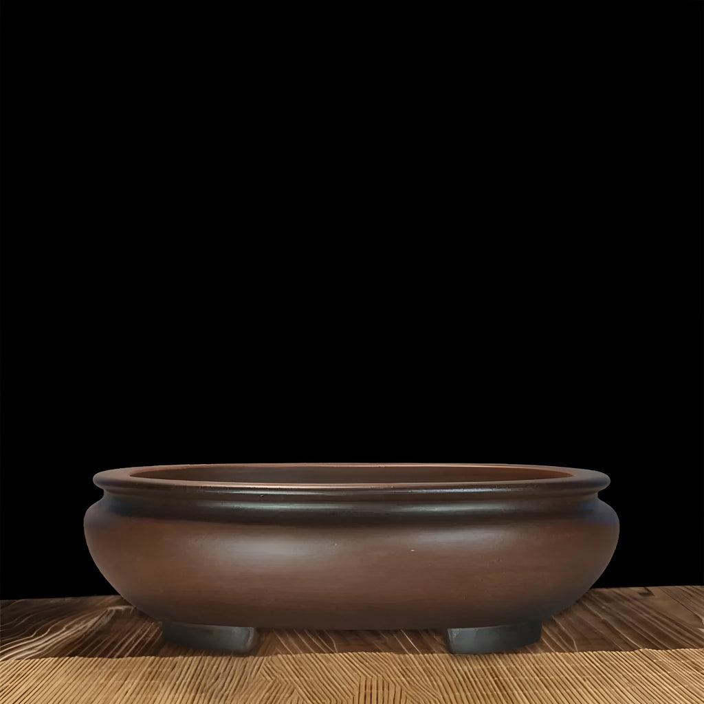 Handmade purple clay flowerpot with classical design for indoor desktop plants