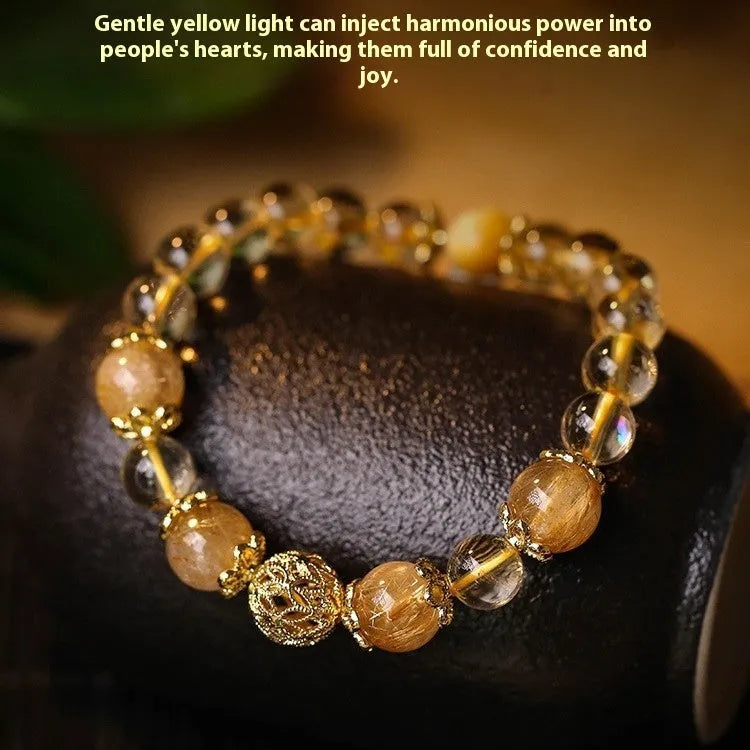 Personality citrine lucky bracelet for women in retro style with artificial crystal construction
