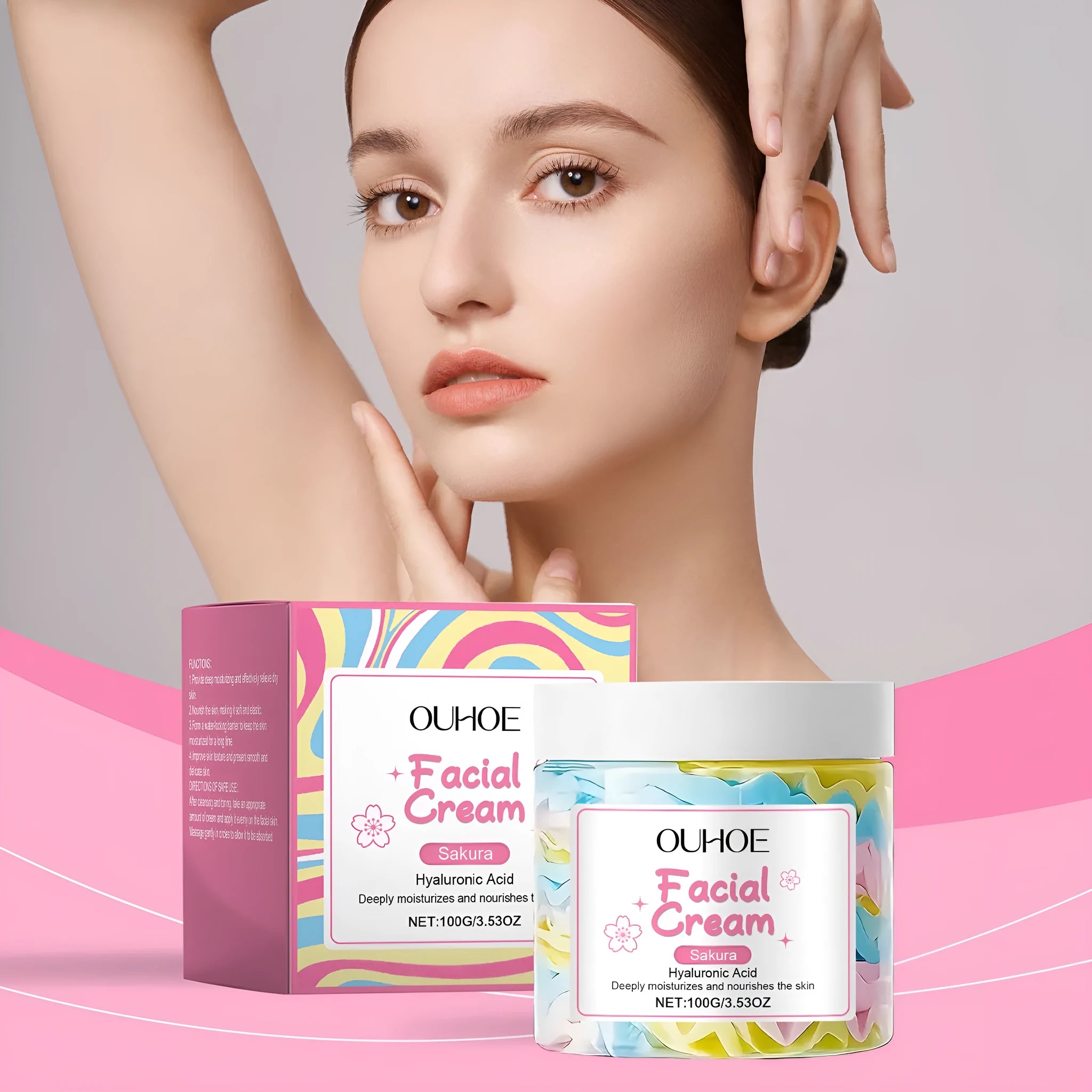 Sakura Butter Cream 100g nourishing face moisturiser in cube-shaped jar