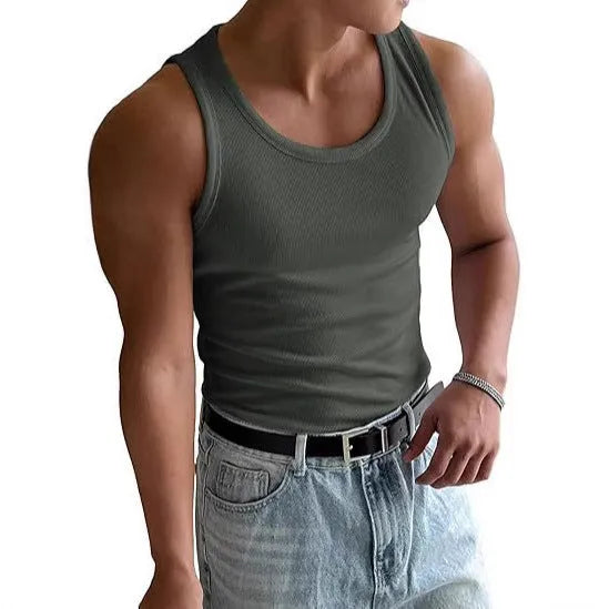 Men's tight fitting round neck sports T-shirt in polyester with wool lining for workouts