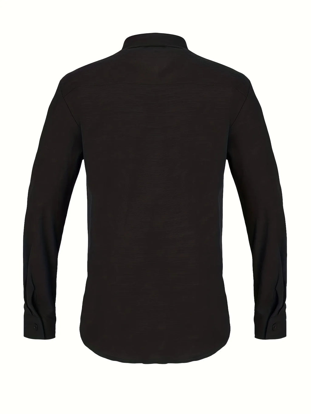 Linen casual men's shirt black long-sleeved lapel collar loose fit