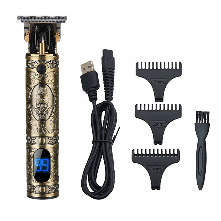 Professional metal hair and beard trimmer with USB cable, 20x10x5.5cm in gradient colour finish