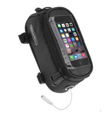 ROSWHEEL PVC bicycle frame bag for mobile phones in multiple colours mounted on a bike.