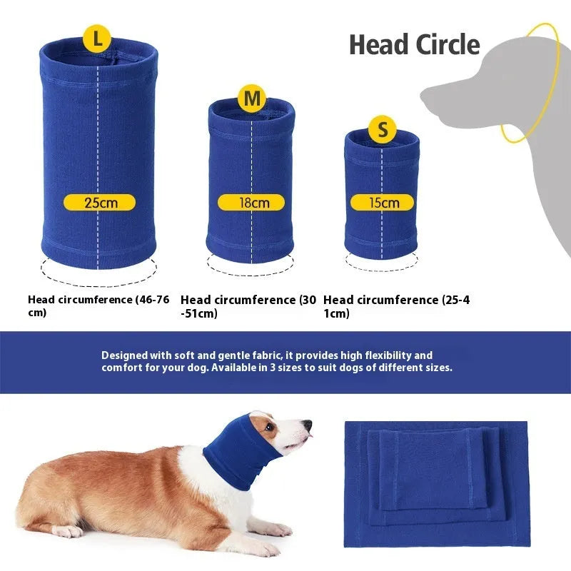 Blue and grey polyester dog head cover comforter scarf in three sizes S, M, L