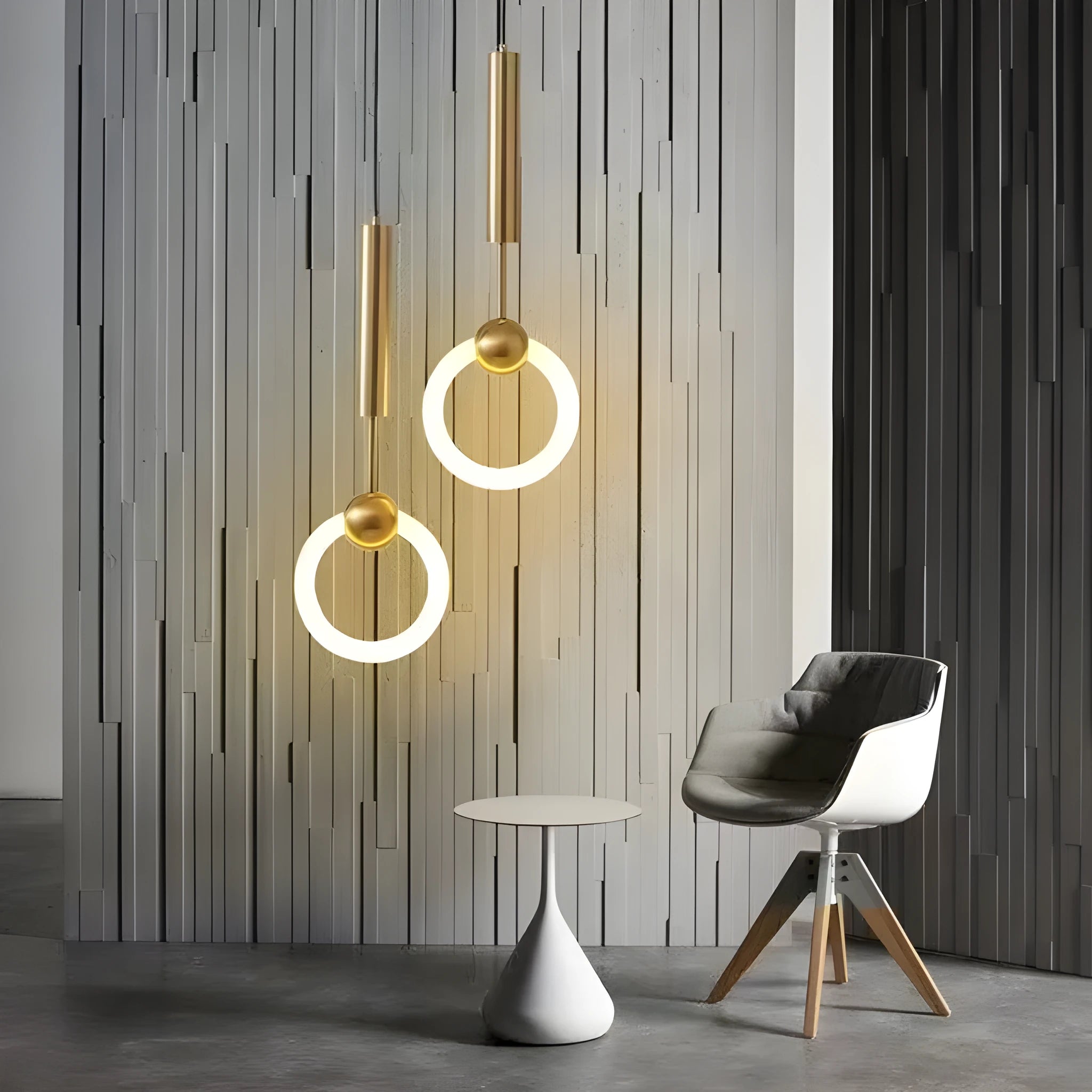 Nordic minimalist U-shaped metal bedside chandelier pendant light with three-colour dimming