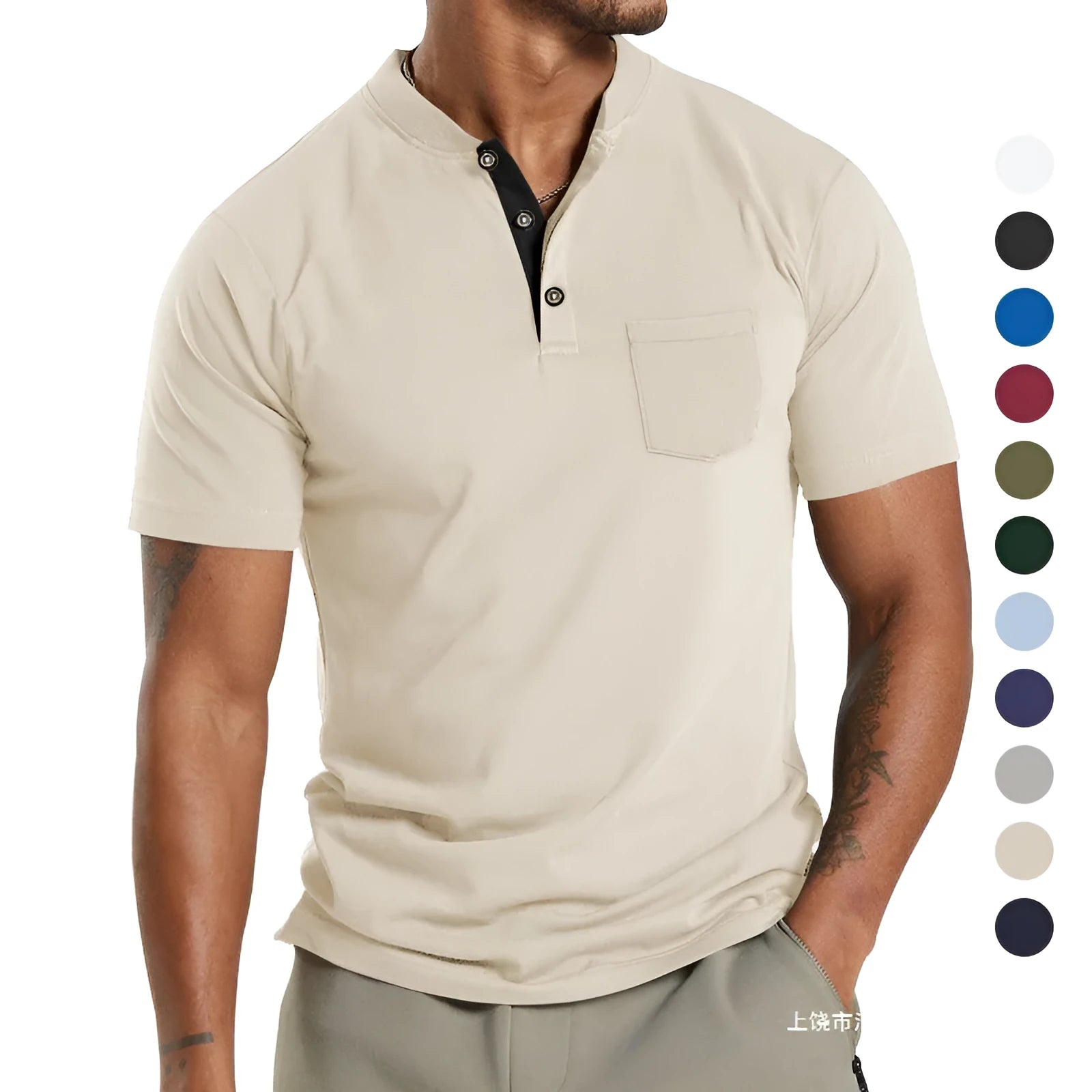 Plus size men's short sleeve button pocket shirt in polyester fabric available in multiple colours