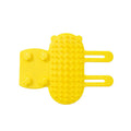 Silicone cat massage comb with rounded teeth and adjustable strap for table legs