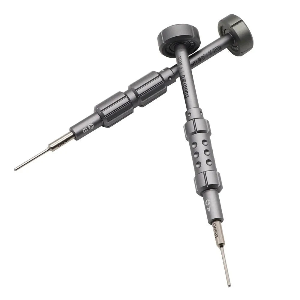 Precision screwdriver with grenade-shaped aviation aluminium handle and T2 bit for iPhone repair