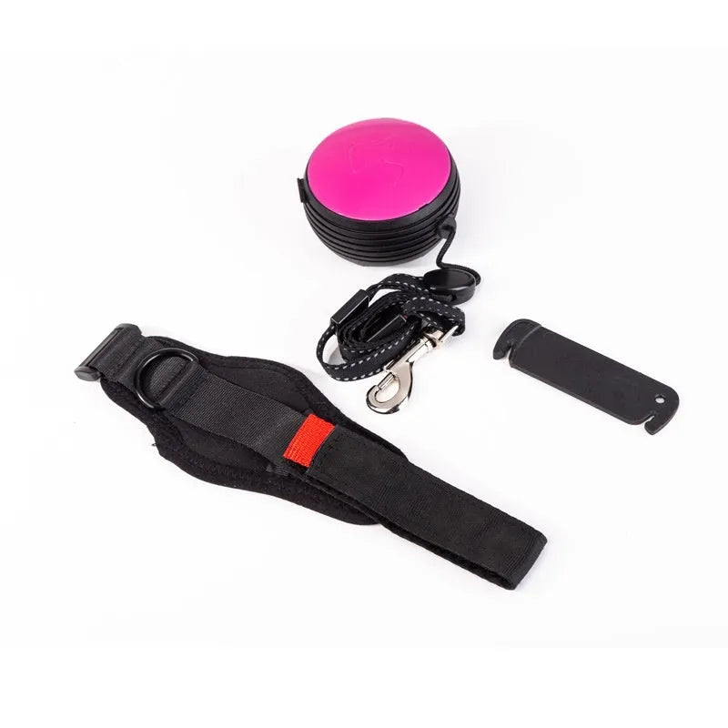 Pet Holding Hands 3 metre automatic retractable dog lead in vibrant orange with keylock button.