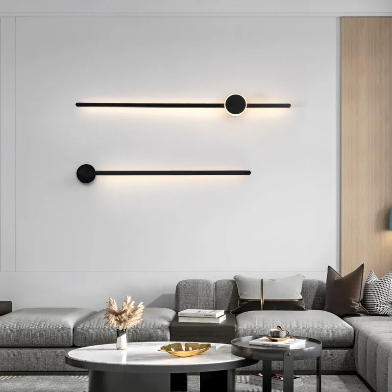 Modern simple bedside strip wall lamp with acrylic shade and three-colour LED lighting in grid-free pole design