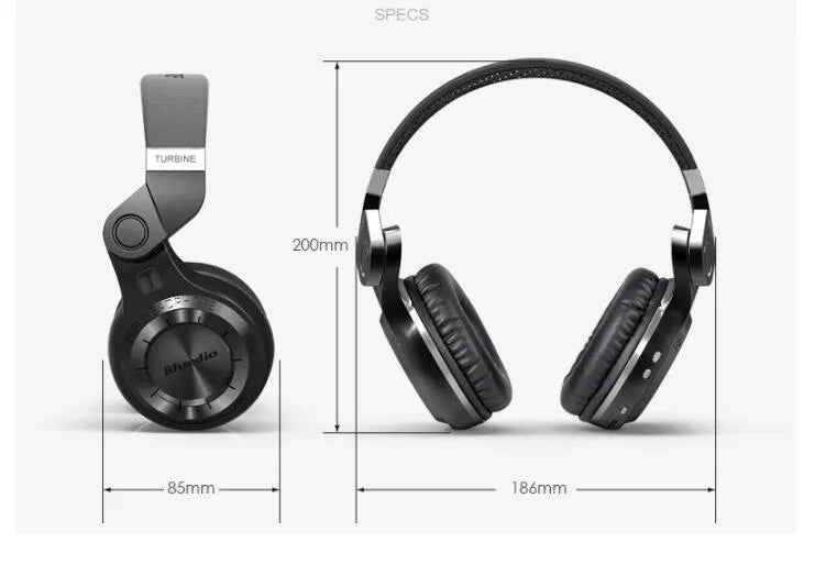 Blue String T2 Smart Edition 4.1 over-ear headset with metal rotary folding design in black colour.