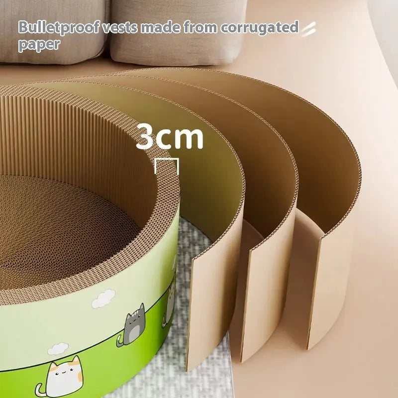 Large round deepening pit cat scratch board made of corrugated cardboard in 45cm and 50cm sizes.