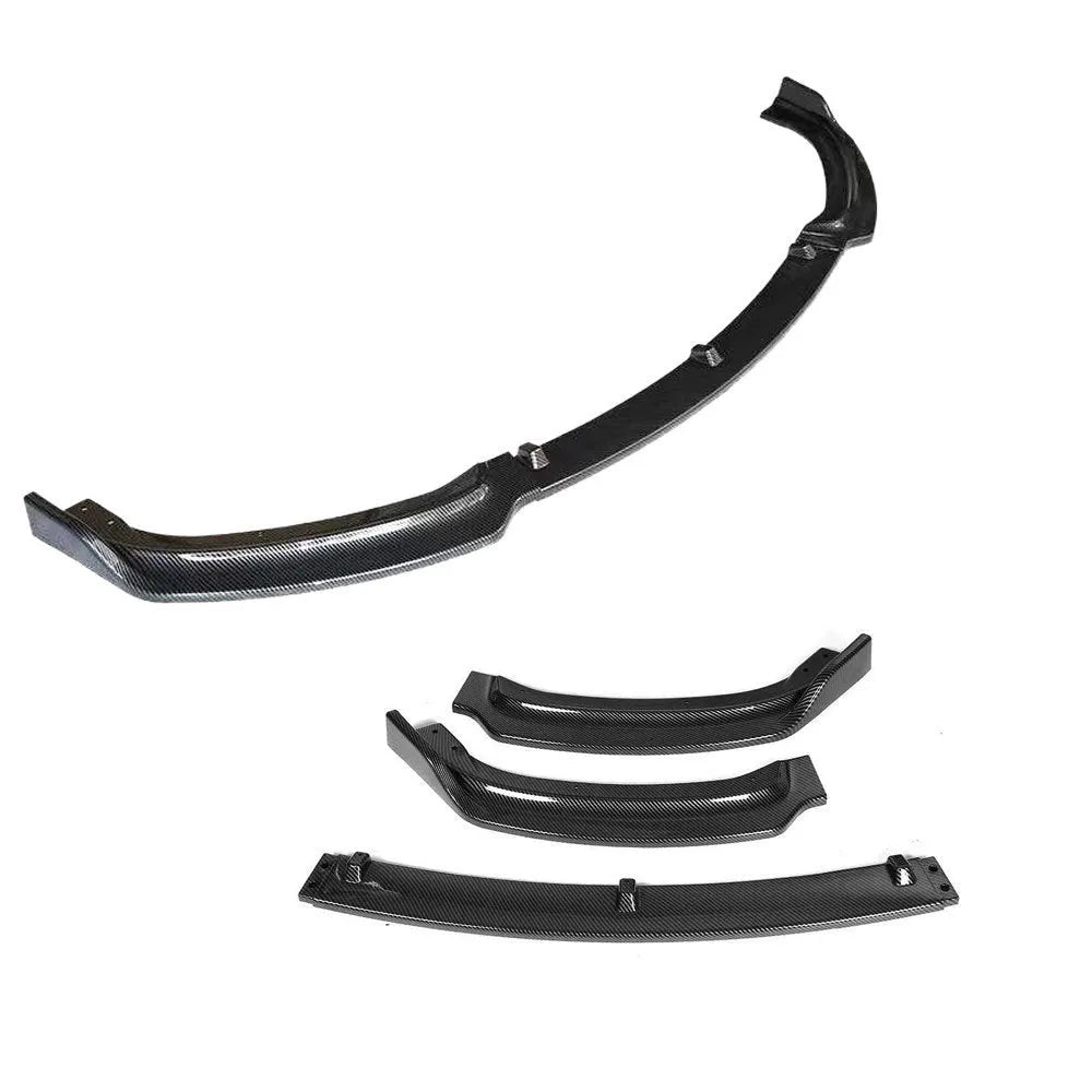 BMW 3 Series F30 F35 black front bumper lip spoiler, 96cm long polypropylene splitter for styling and protection.