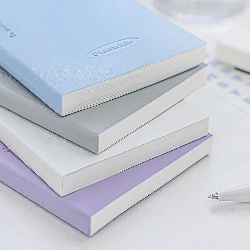 Embossed daily meter book with white cow paper pages in blue, gray, protective, purple, or white cover