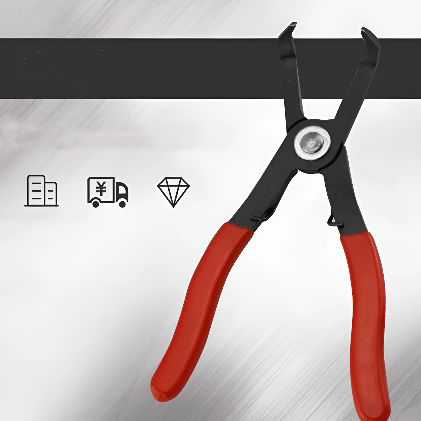 Red interior round nail removal pliers with PVC handles and adjustable jaws