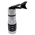 12x universal telescopic lens with collar clip attached to a mobile phone for zoom photography.