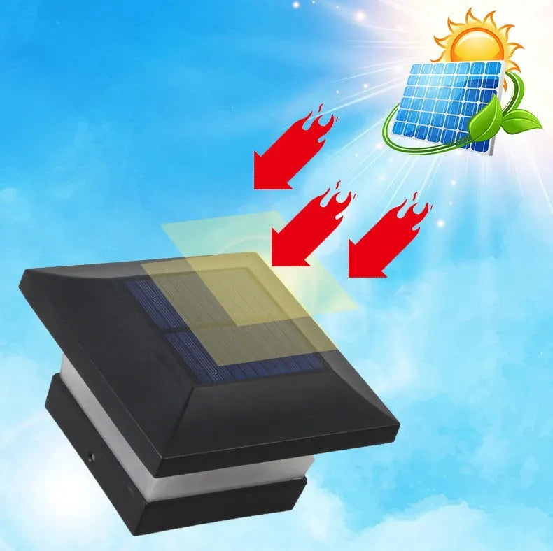 Compact solar garden LED landscape light with ground spike in garden setting