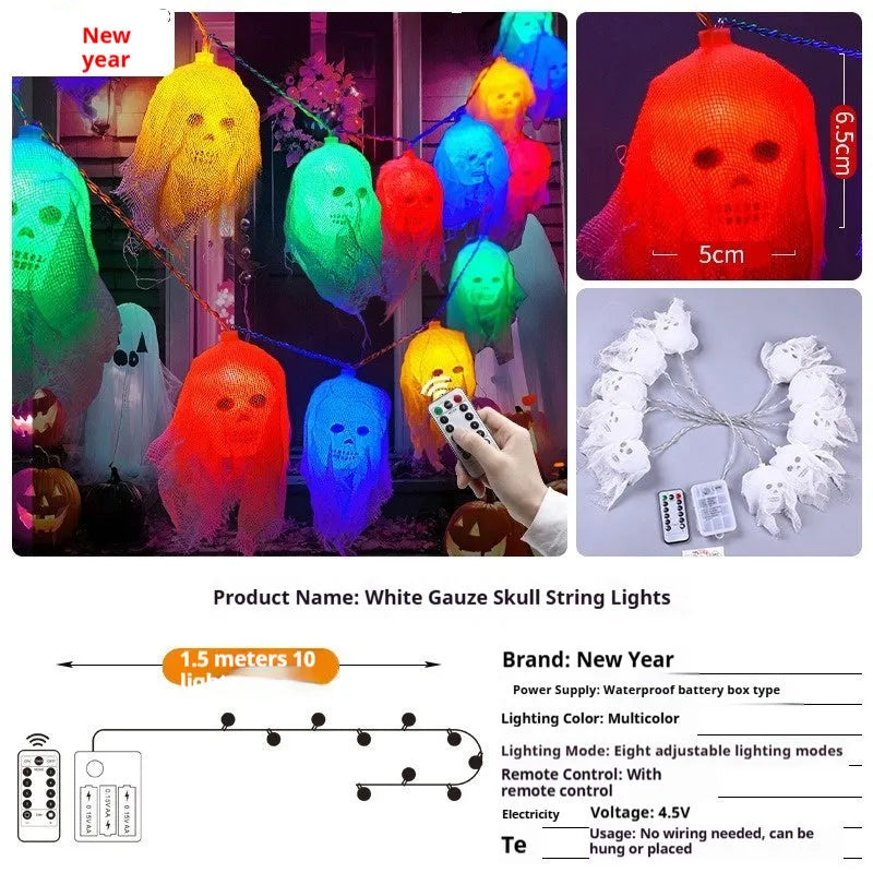Halloween battery-powered coloured lights for indoor wall decoration in plastic housing