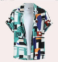 Men's camouflage pattern digital print cardigan shirt with short sleeves and loose fit