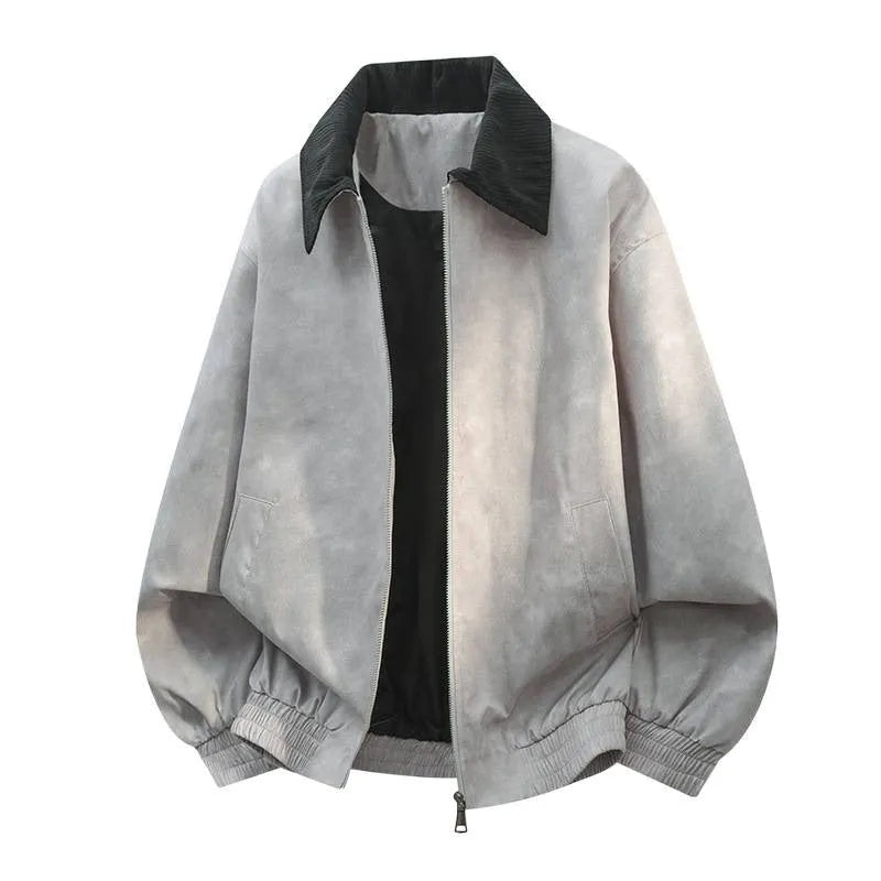 Men's stitching lapel casual jacket with side seam pockets and straight hem in multiple colours