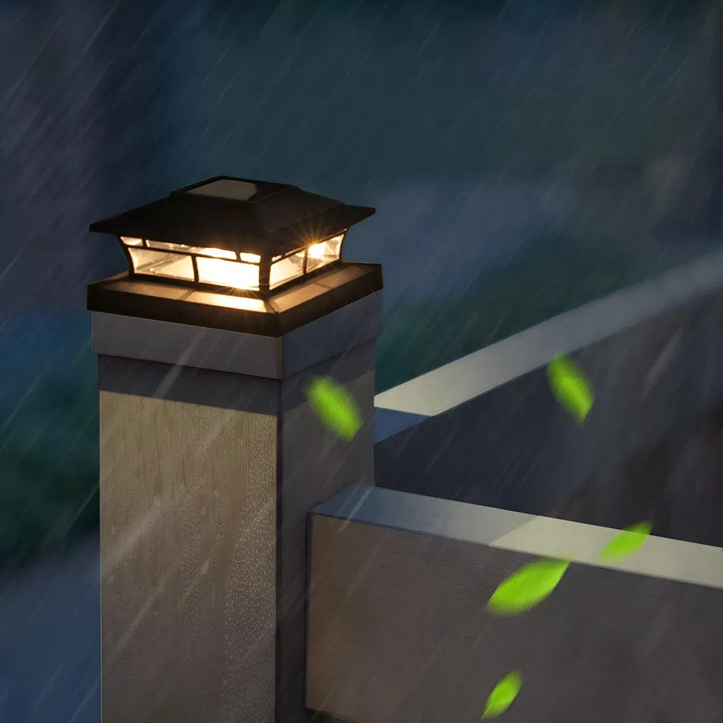 Solar pile fence lamp with ABS shell, warm and white LED light options for garden handrail lawn use