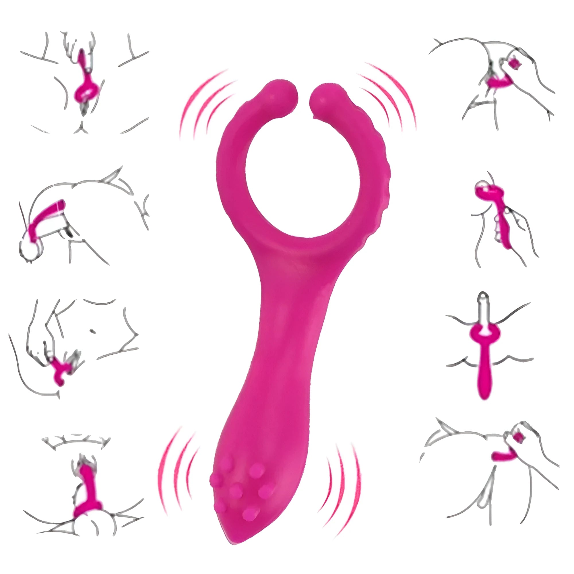 Rose Red silicone vibration clip with 103mm length and 20mm width