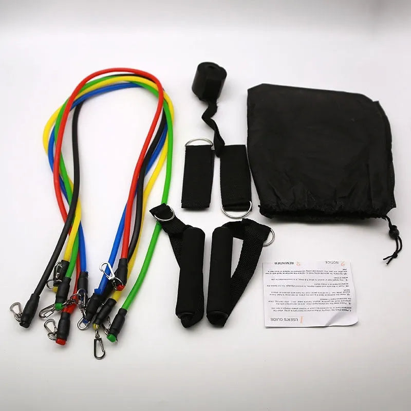Multi-functional door sports 11-piece combination pulling rope set with ABS construction